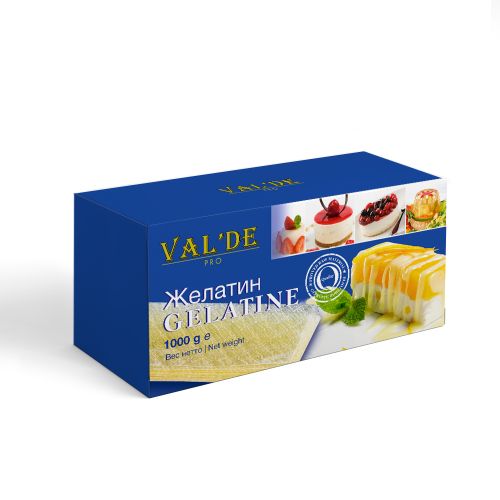 Желатин пищевой VAL'DE листовой 1кг*25шт(24.10.2025)Германия